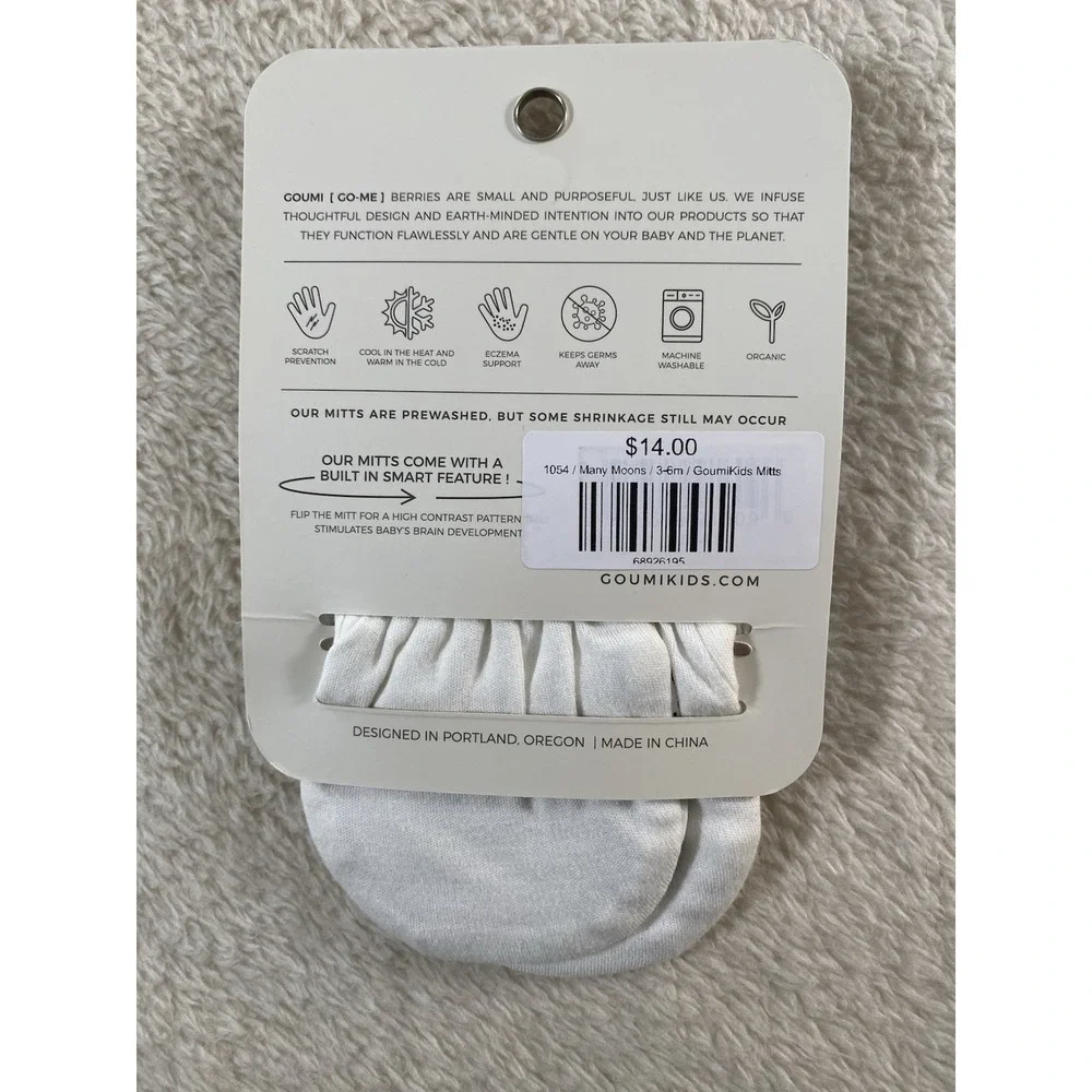 Goumi Stay Put Reversible Organic Baby Mitts Size 3-6M 15-19lb